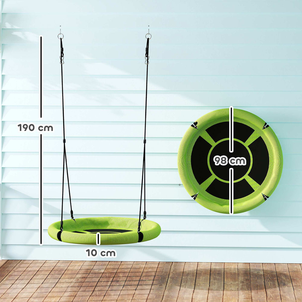 Green Adjustable Outdoor Nest Swing, 98 cm, 150 kg Capacity