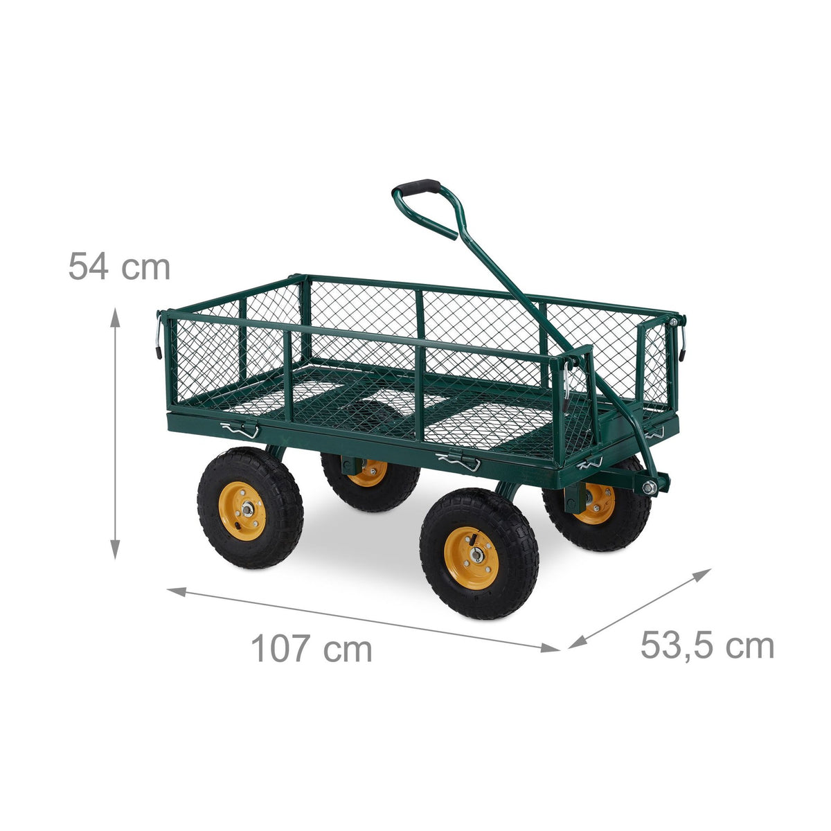 Green Heavy-Duty Cart with Yellow Rims