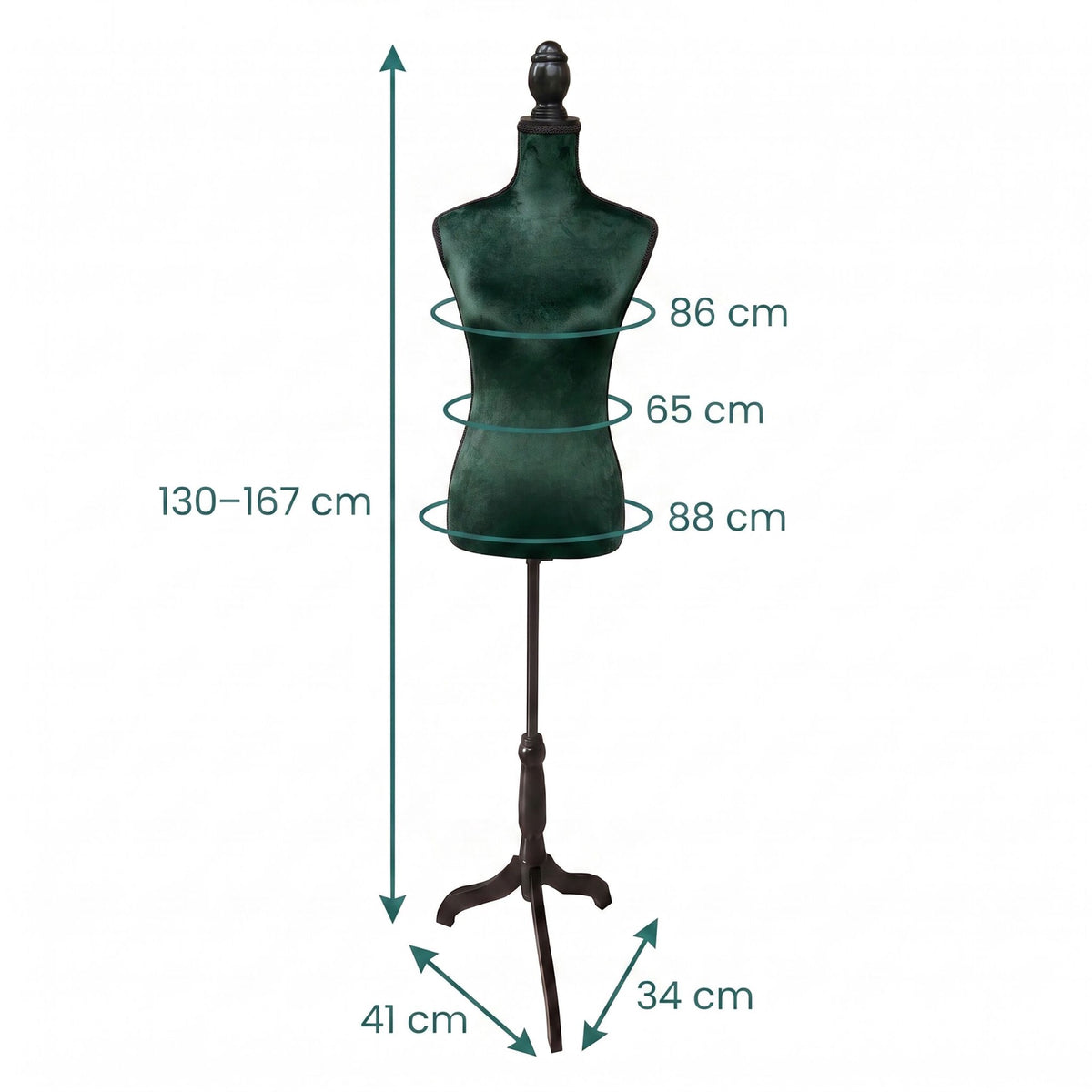 Green Velvet Dress Form 36/38 – Adjustable Mannequin