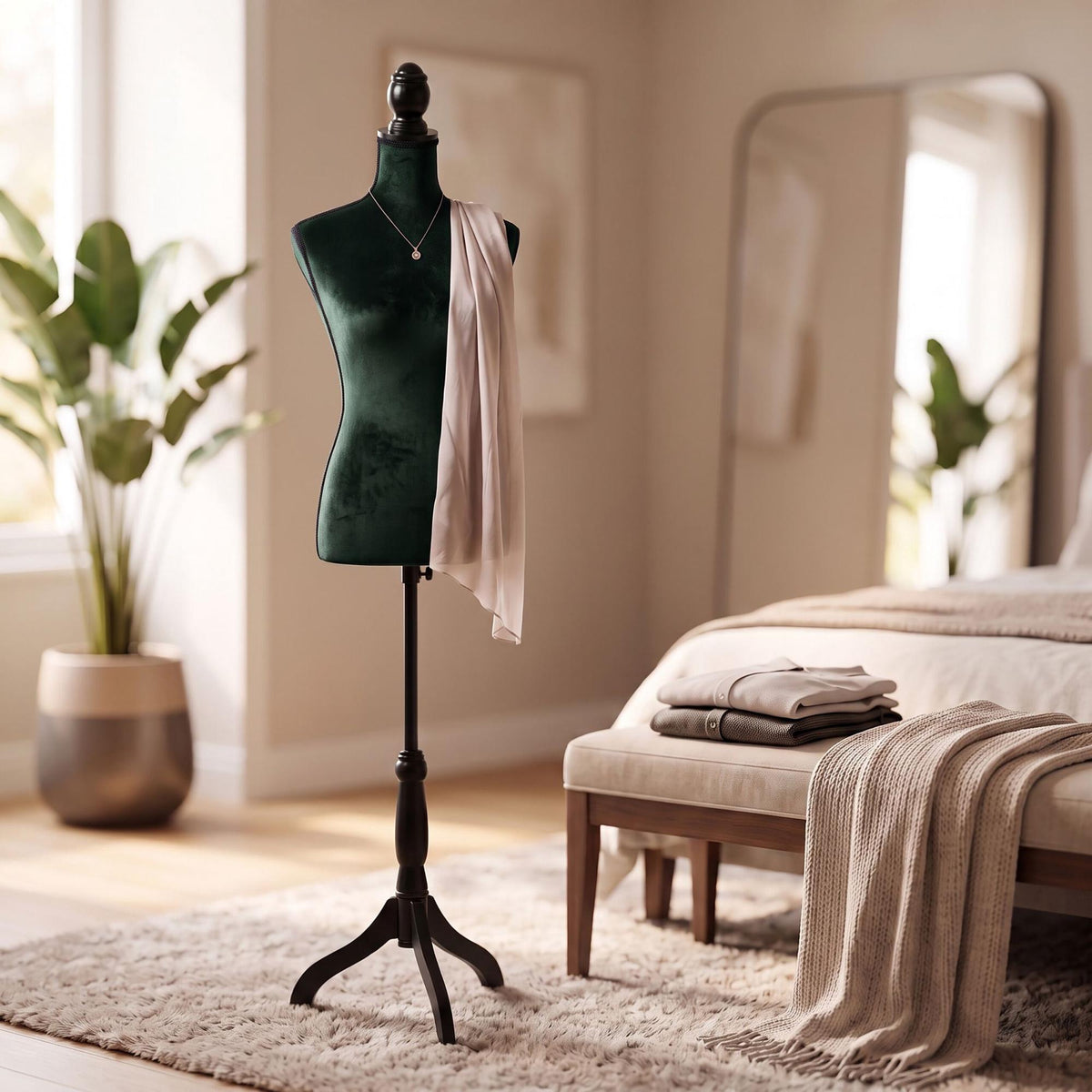 Green Velvet Dress Form 36/38 – Adjustable Mannequin