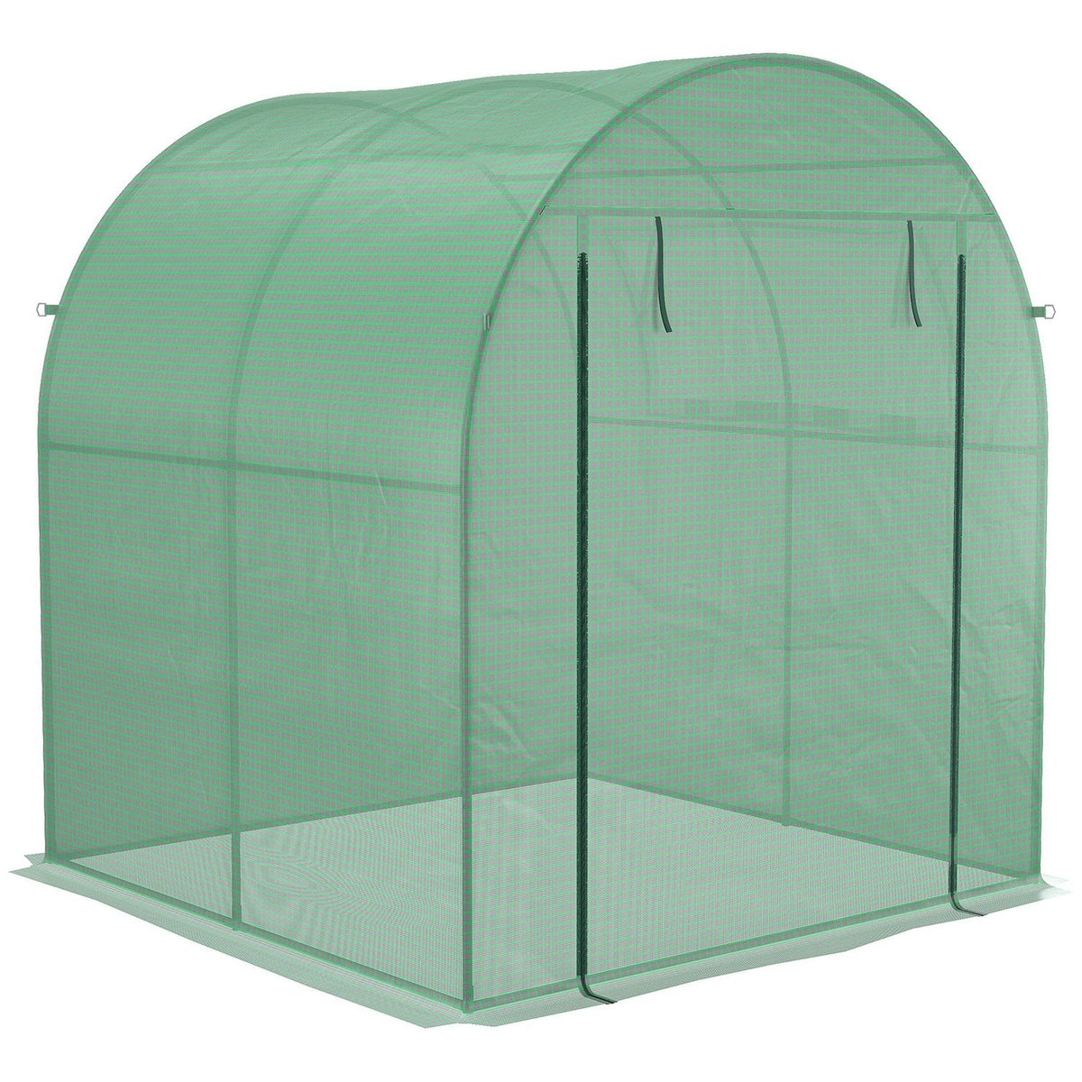 Greenhouse, 180 x 180 x 200 cm film greenhouse with roller door, UV protection, greenhouse, tomato house with side window, PE grid film, winterproof plant house for garden, balcony, green
