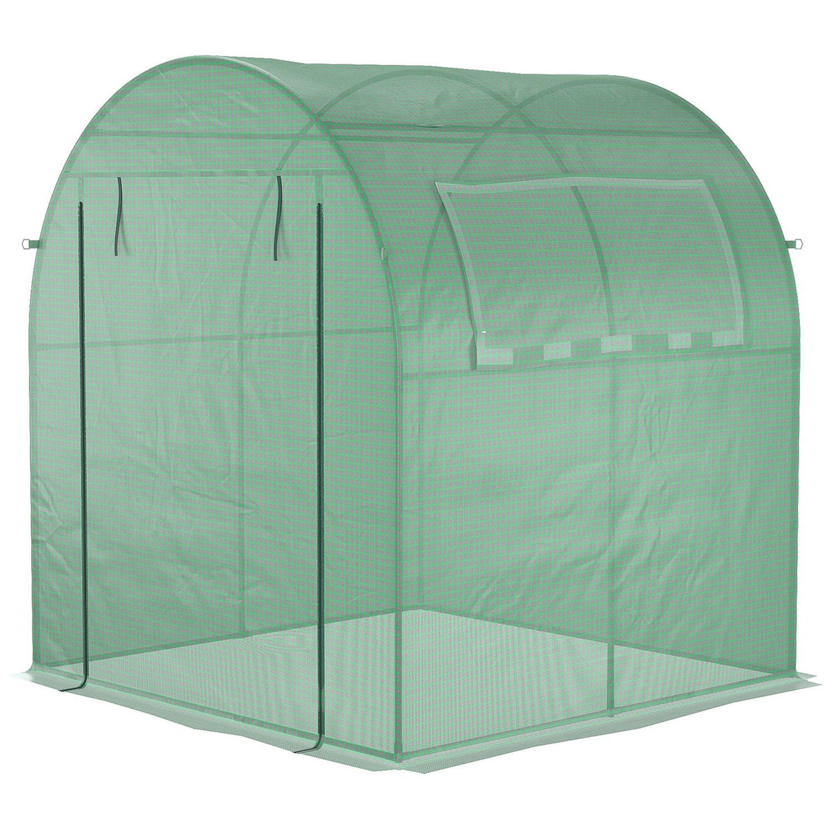 Greenhouse, 180 x 180 x 200 cm film greenhouse with roller door, UV protection, greenhouse, tomato house with side window, PE grid film, winterproof plant house for garden, balcony, green