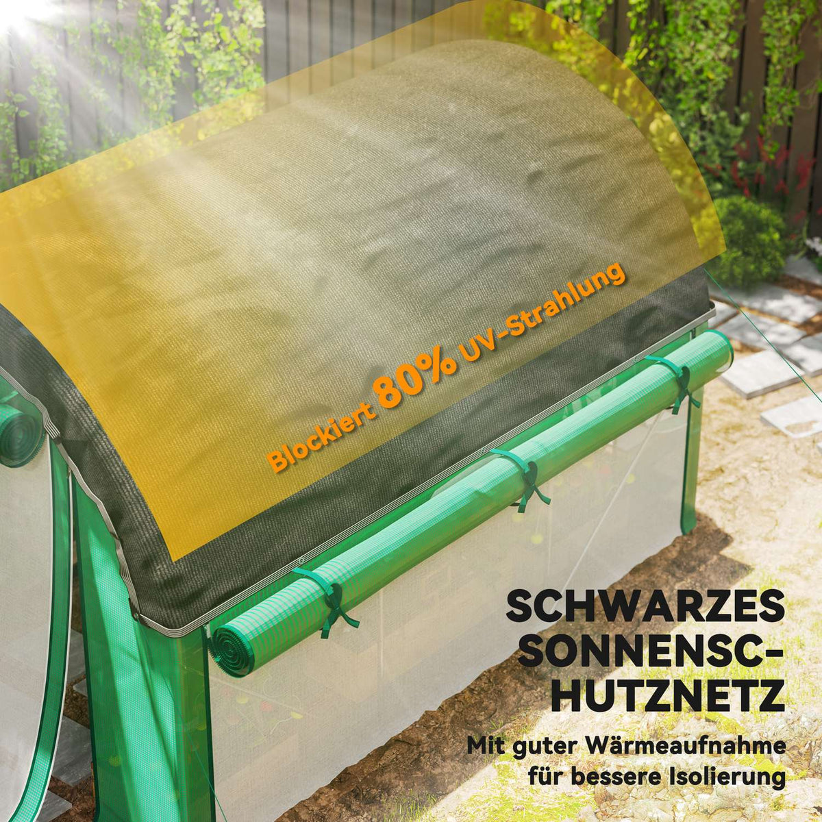 Greenhouse 3 x 2 x 2 m film greenhouse with 6 windows, roller doors, roll-up side walls, UV-resistant film tunnel, winterproof tomato house with ground anchor, green