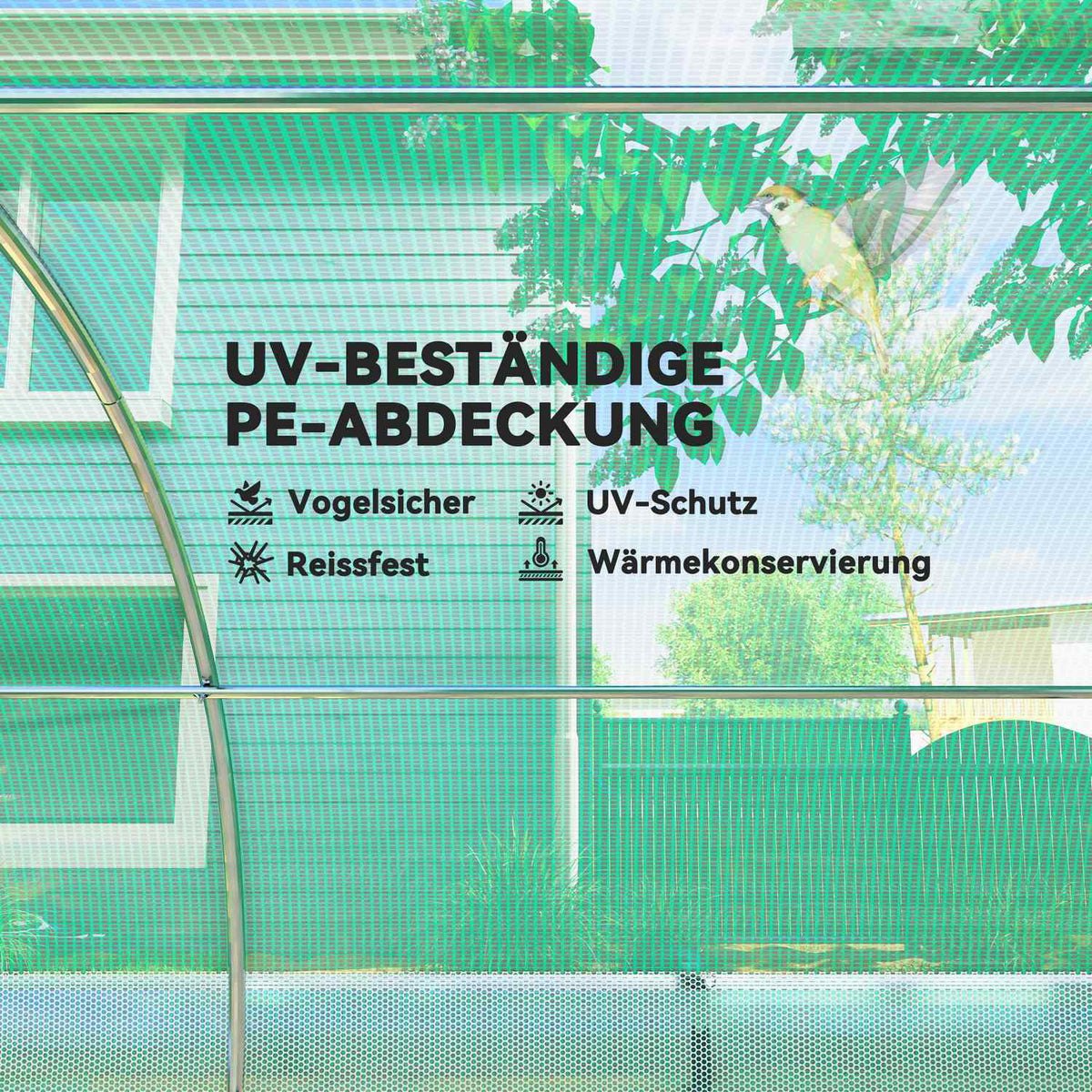 Greenhouse 3 x 2 x 2 m film greenhouse with 6 windows, roller doors, roll-up side walls, UV-resistant film tunnel, winterproof tomato house with ground anchor, green