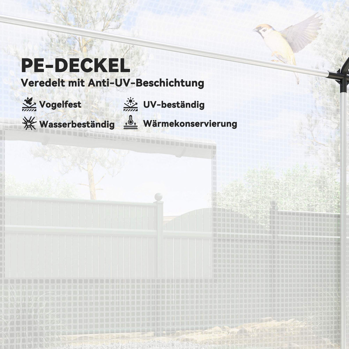 Greenhouse 3x2x2m with UV-Resistant Cover, Mesh Windows