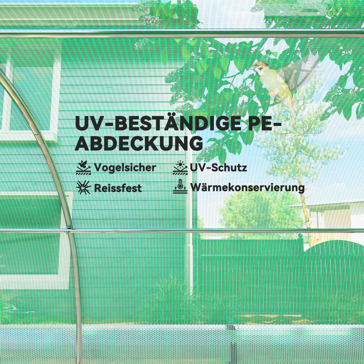 Greenhouse 4 x 3 x 2 m film greenhouse with 8 windows, roller doors, roll-up side walls, UV-resistant film tunnel, winterproof tomato house with ground anchor, green