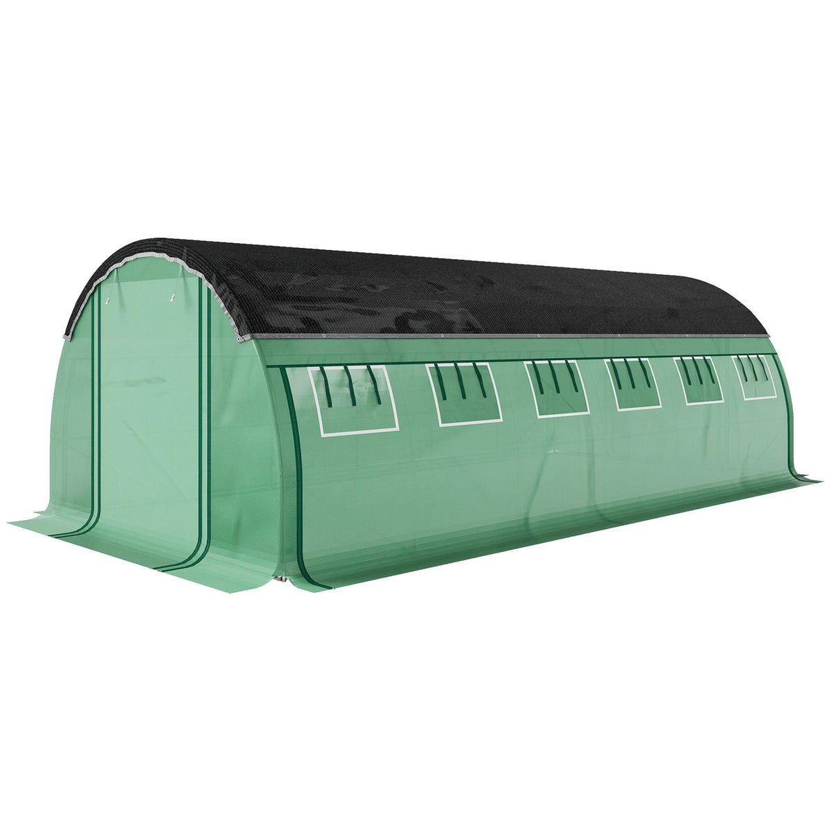 Greenhouse 6 x 3 x 2 m film greenhouse with 12 windows, roller doors, roll-up side walls, UV-resistant film tunnel, winterproof tomato house with ground anchor, green
