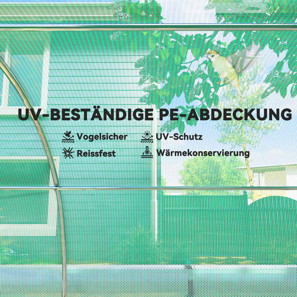 Greenhouse 6 x 3 x 2 m film greenhouse with 12 windows, roller doors, roll-up side walls, UV-resistant film tunnel, winterproof tomato house with ground anchor, green
