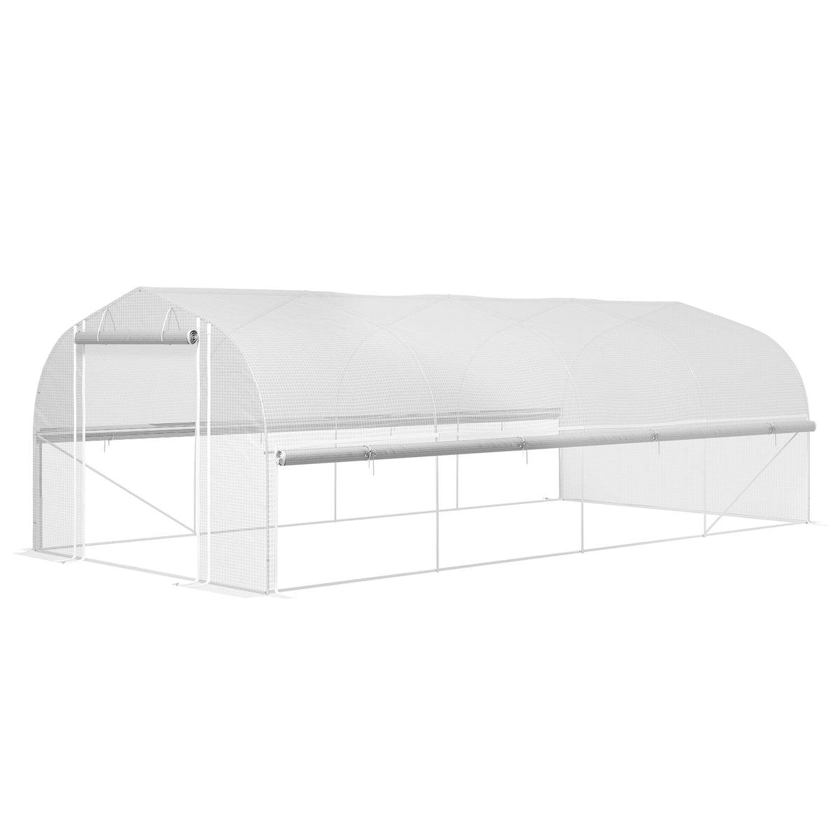 Greenhouse 6 x 3 x 2 m film greenhouse with 8 windows and doors, roll-up side walls, UV-resistant film tunnel, tomato house with galvanized steel frame, white