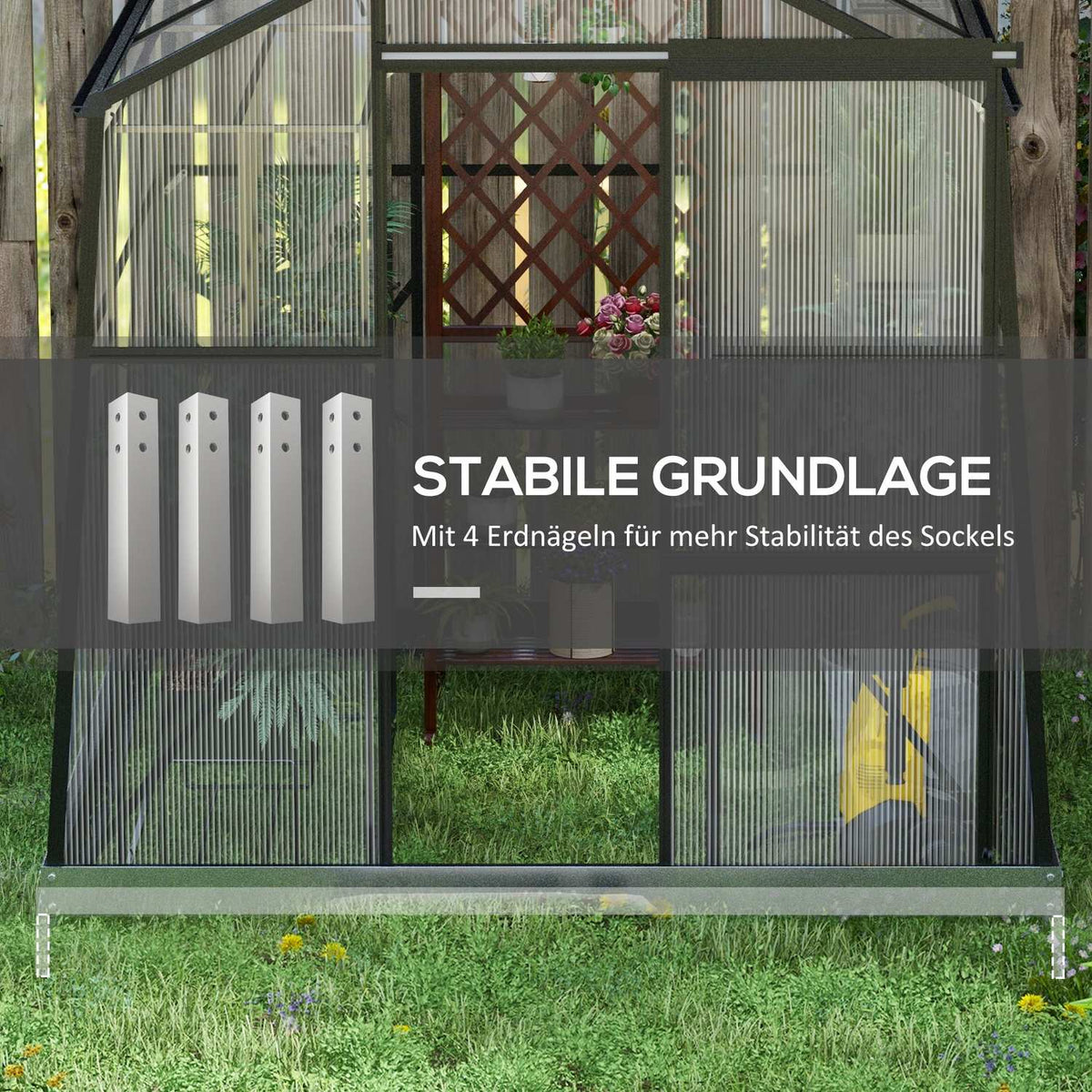 Greenhouse Aluminum 192 X 192 X 204 Cm Greenhouse 3.68 M² Tomato House With Window, Sliding Door, Foundation, Growing Plant House, Black