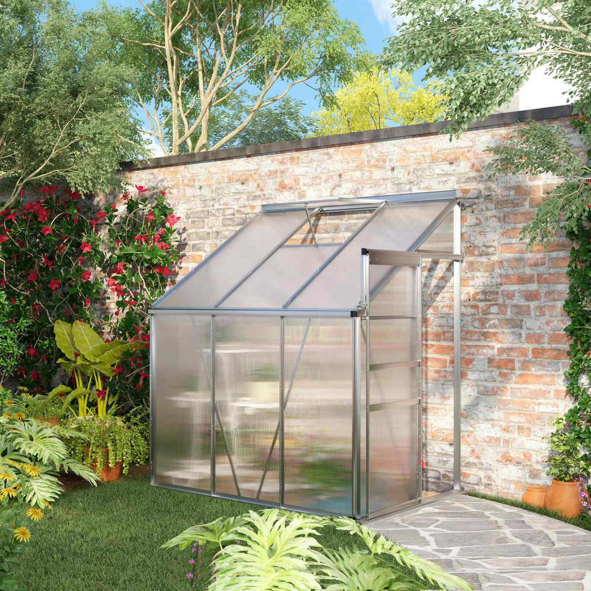 Greenhouse Aluminum Side Greenhouse 192 X 127 X 214 Cm Garden House With Window Door Plant House Including Foundation Greenhouse Tomato House