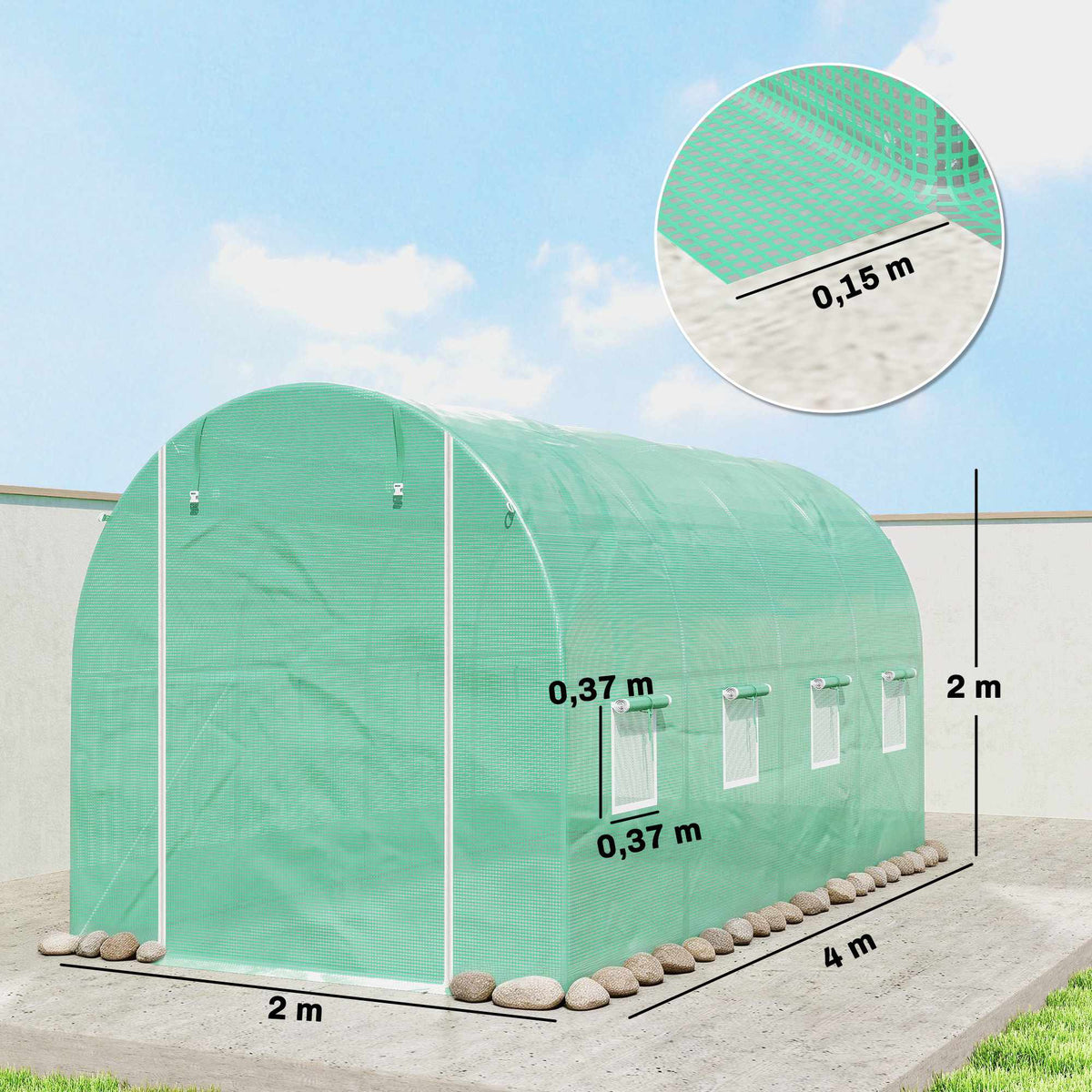 Greenhouse Cover, PE Mesh, 400x200x200 cm, Waterproof