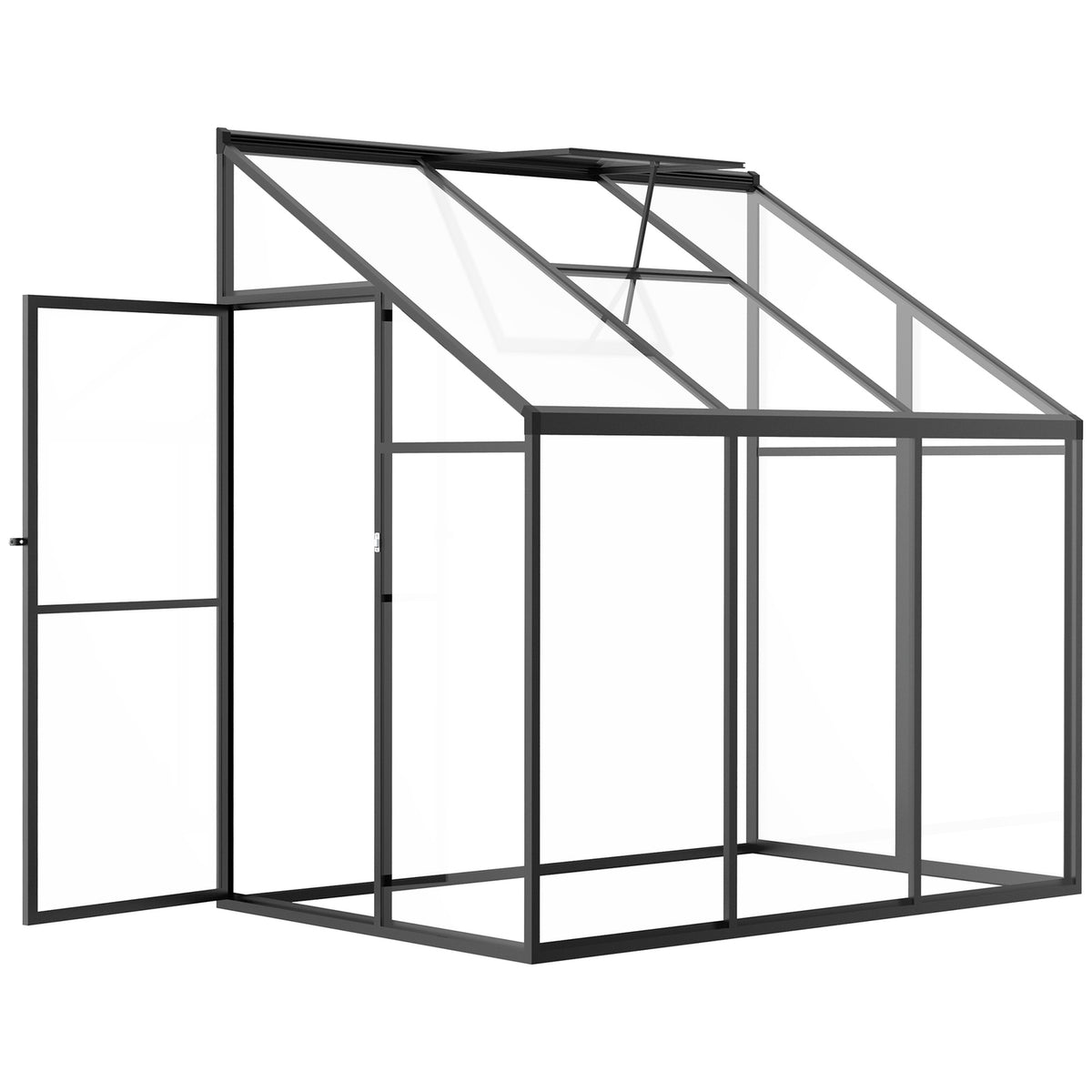 Greenhouse Garden Shed With Adjustable Roof & Lockable Door, Aluminum Alloy, 182X122Cm, Black