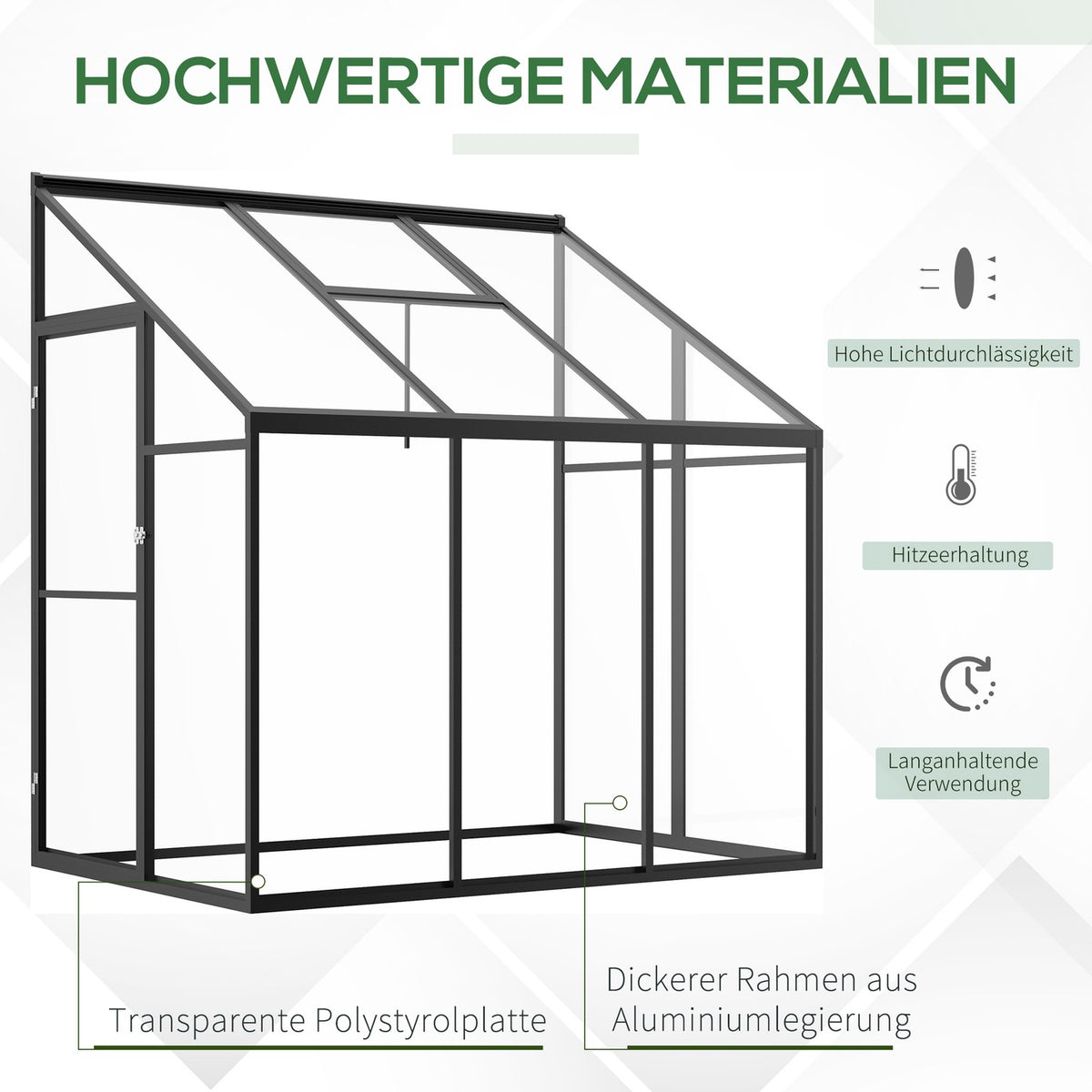 Greenhouse Garden Shed With Adjustable Roof & Lockable Door, Aluminum Alloy, 182X122Cm, Black