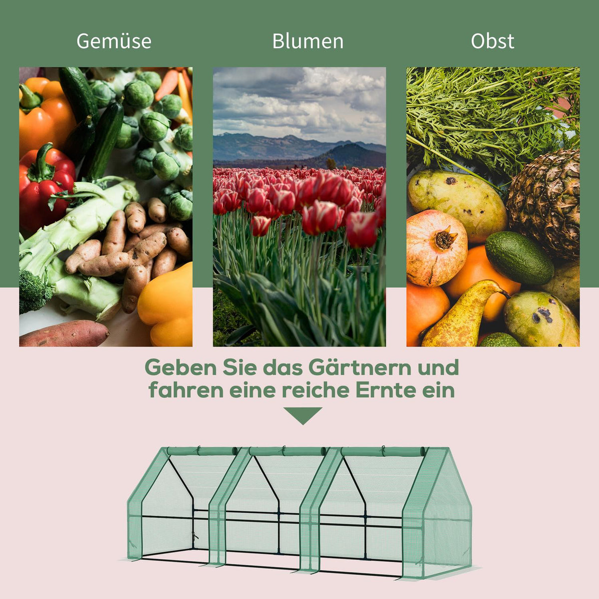 Greenhouse Greenhouse Tomato House Cold Frame, Green, 270X90X90Cm, For Garden & Balcony