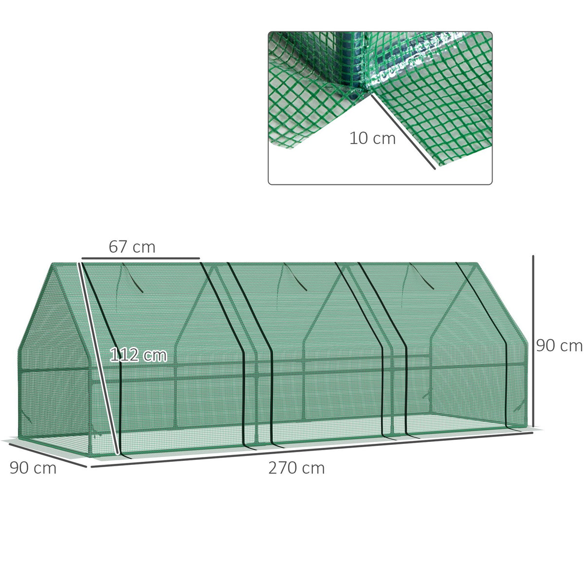 Greenhouse Greenhouse Tomato House Cold Frame, Green, 270X90X90Cm, For Garden & Balcony