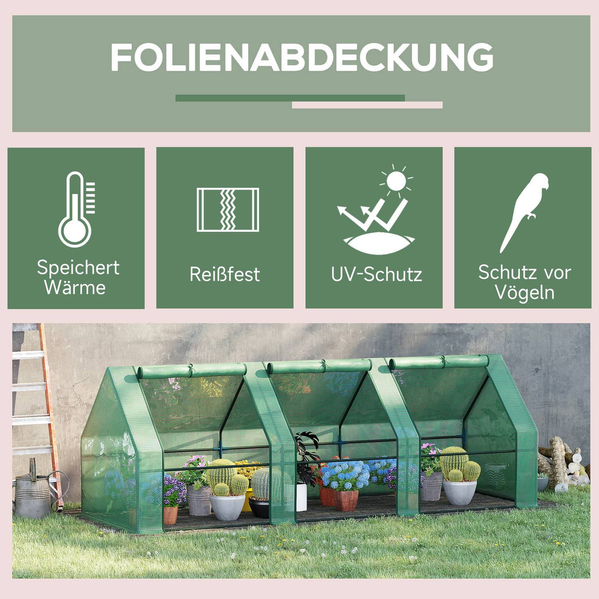 Greenhouse Greenhouse Tomato House Cold Frame, Green, 270X90X90Cm, For Garden & Balcony