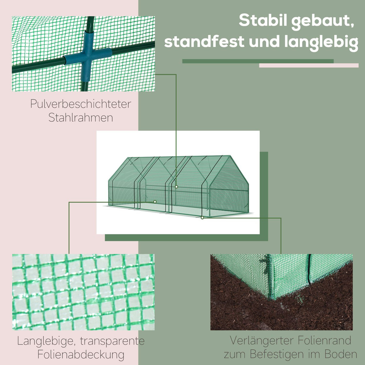 Greenhouse Greenhouse Tomato House Cold Frame, Green, 270X90X90Cm, For Garden & Balcony
