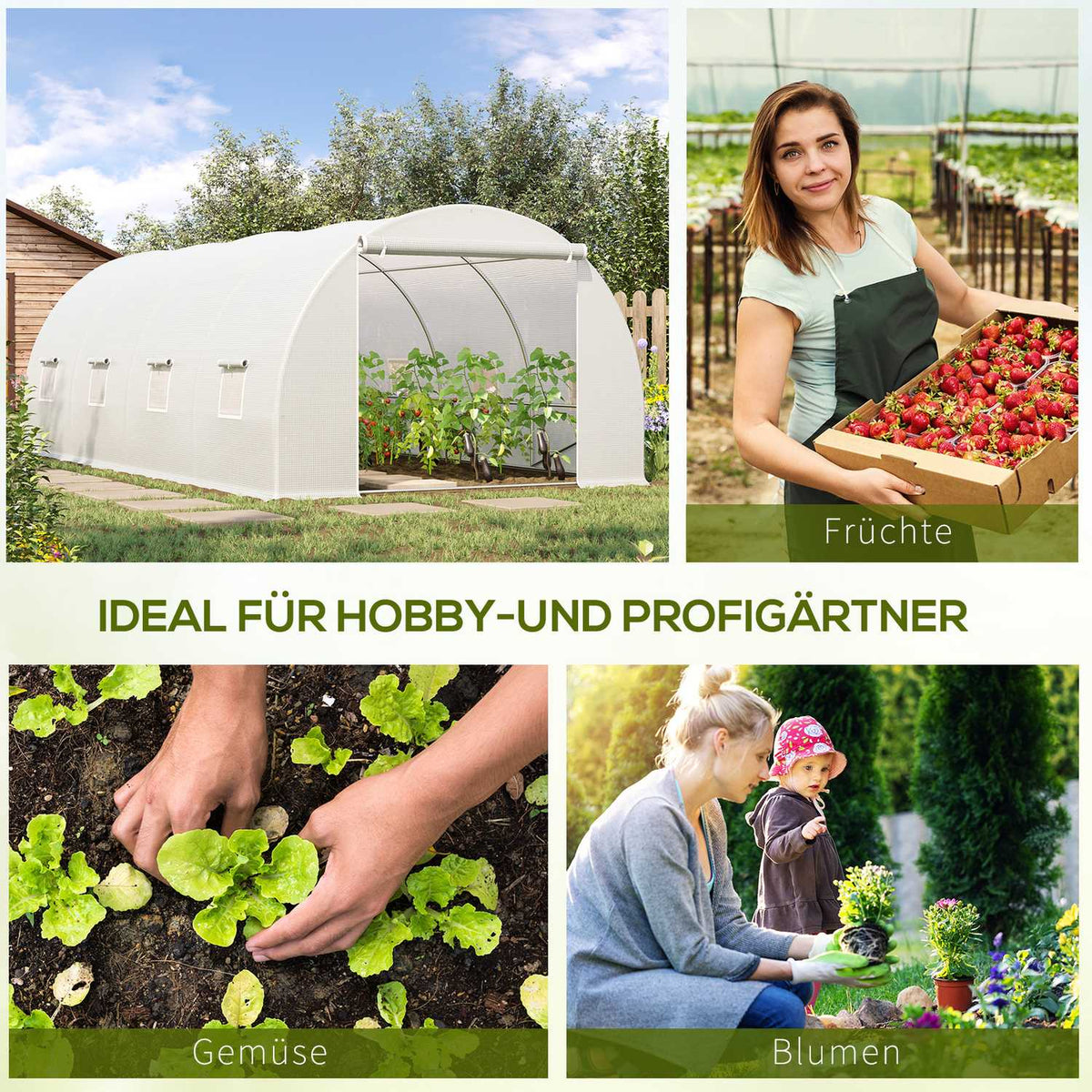 Greenhouse Large Film Greenhouse, 600X300X200Cm, For Plants & Vegetables, Weatherproof