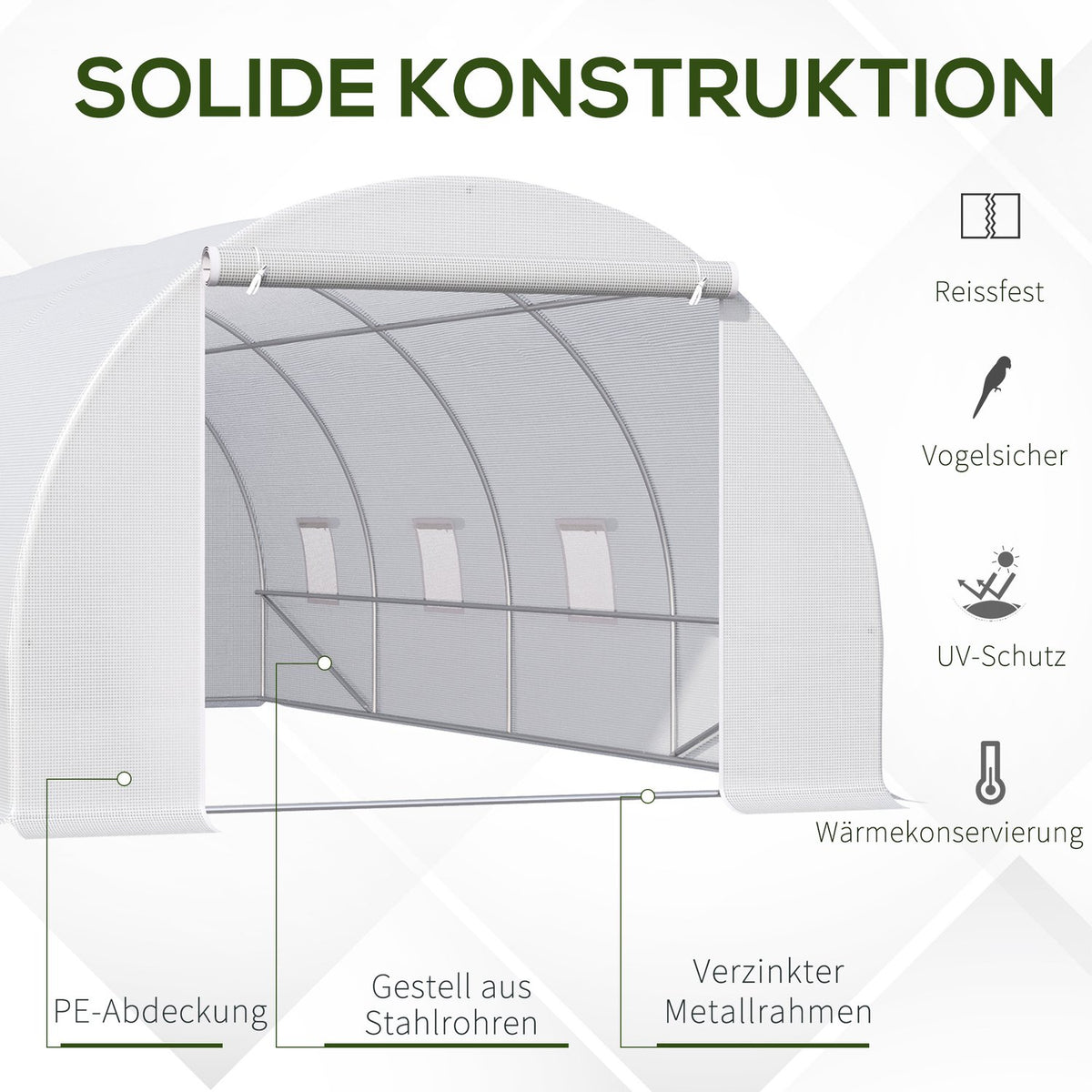 Greenhouse Large Film Greenhouse, 600X300X200Cm, For Plants & Vegetables, Weatherproof