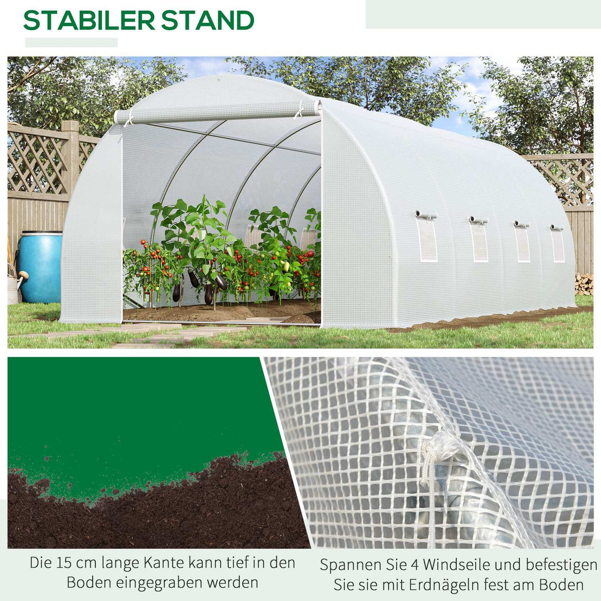 Greenhouse Large Film Greenhouse, 600X300X200Cm, For Plants & Vegetables, Weatherproof