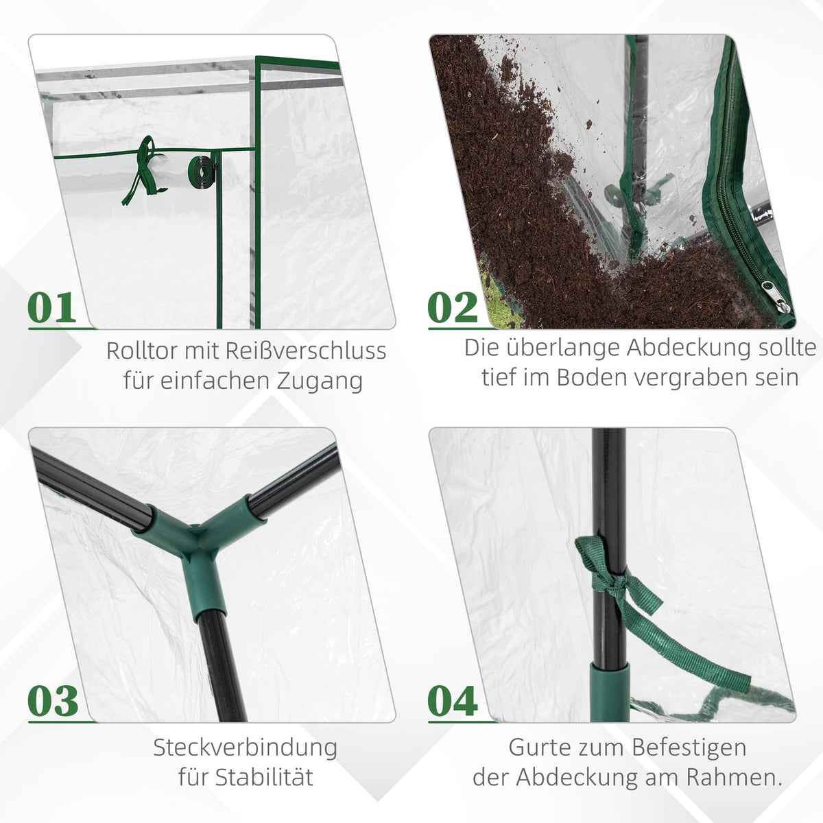 Greenhouse Tomato House Cold Frame With Roll Up Door Steel Plastic Transparent 100X50X150Cm
