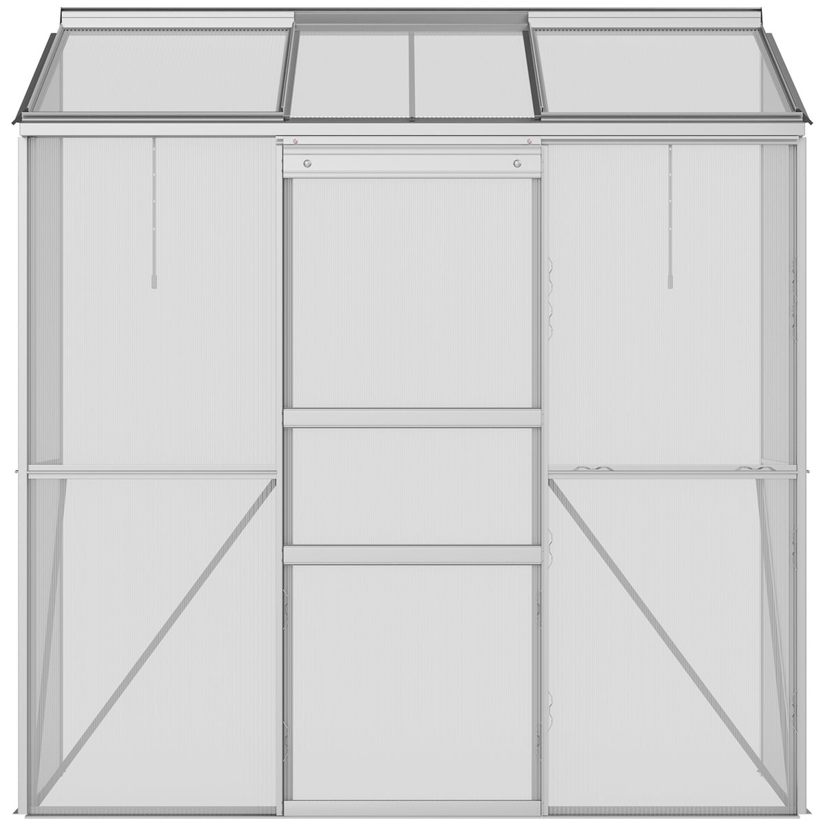 Greenhouse Tomato House Greenhouse with Sliding Door and Hinged Roof Windows Made of Polycarbonate and Aluminum Silver 192 x 68 x 196 cm for Garden Care