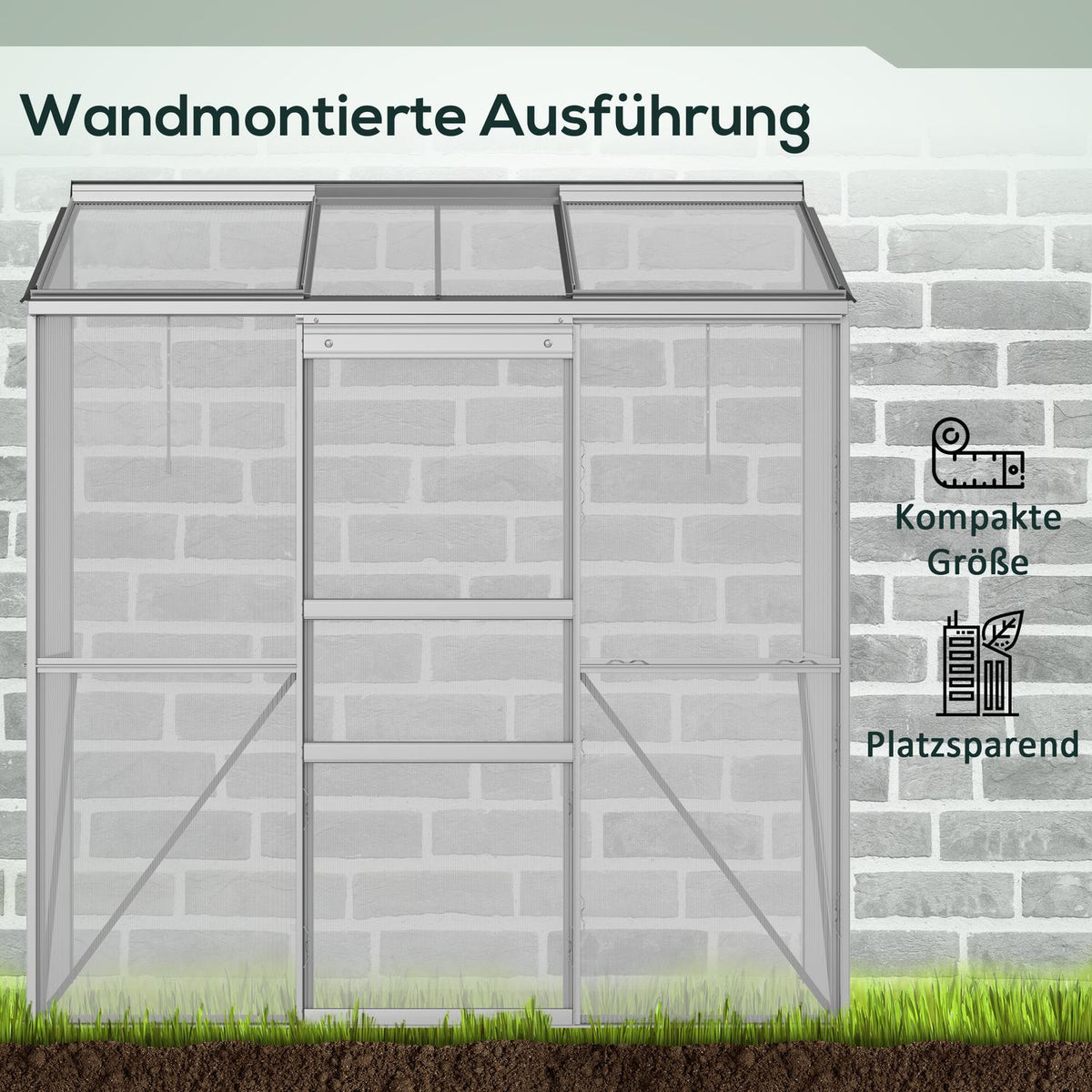 Greenhouse Tomato House Greenhouse with Sliding Door and Hinged Roof Windows Made of Polycarbonate and Aluminum Silver 192 x 68 x 196 cm for Garden Care