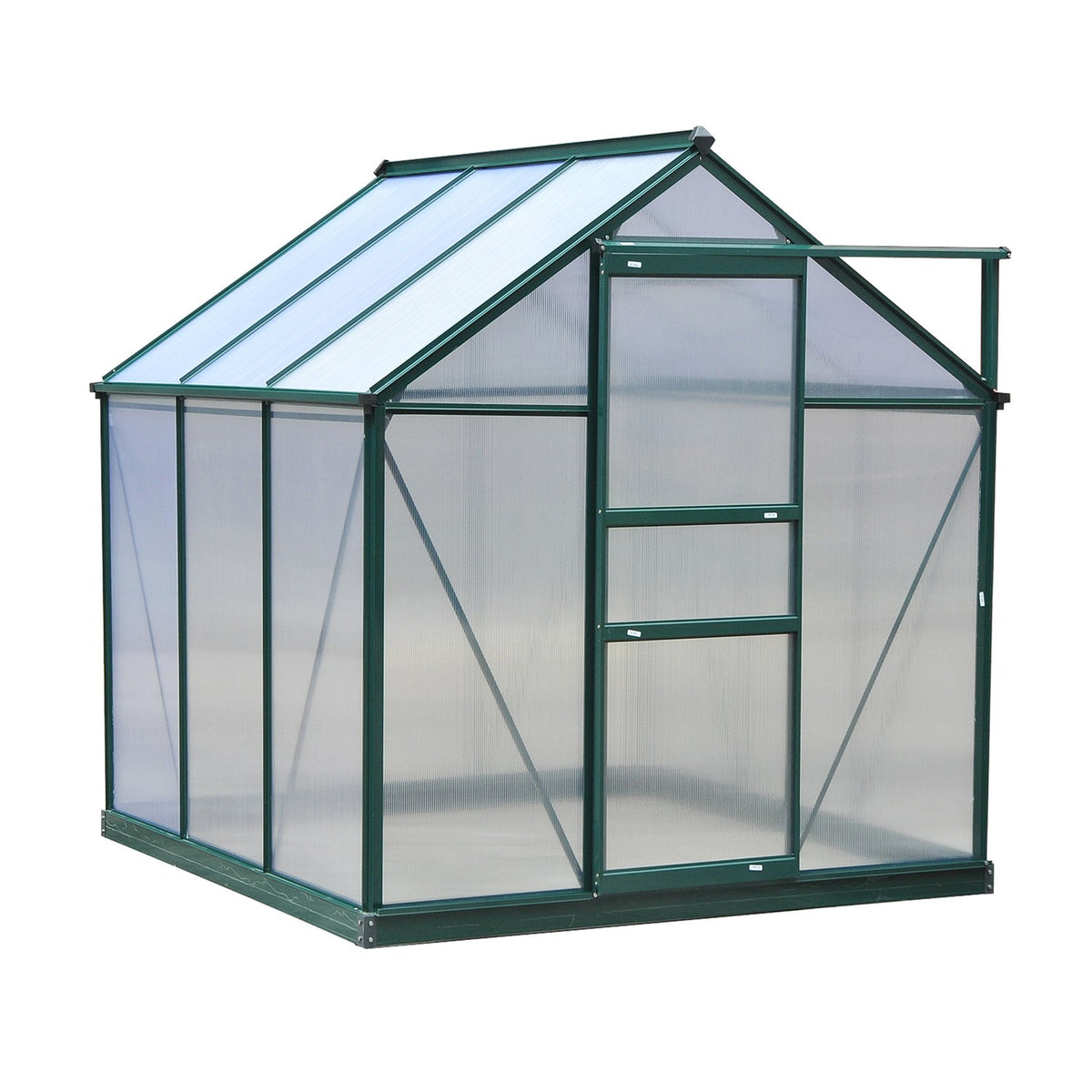 Greenhouse With Aluminum Frame Greenhouse With Skylight, Door, Foundation, Walk-In, Weather-Resistant, 190X192X201Cm