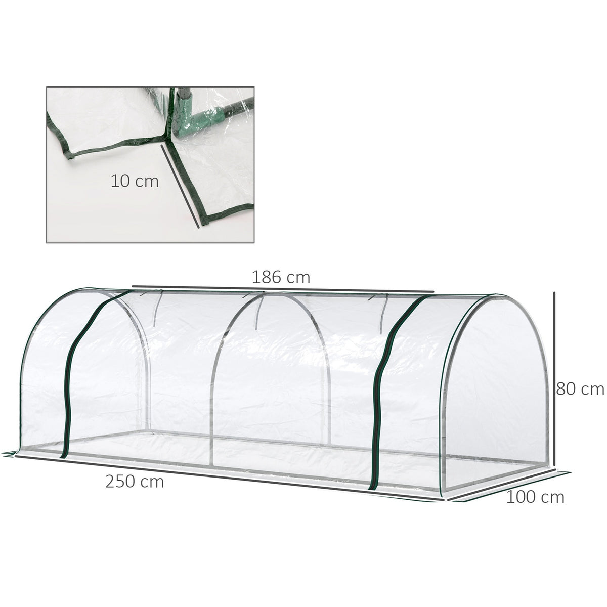 Greenhouse With Door, Cold Frame, Plant Raising, Steel Pvc, 250X100X80Cm