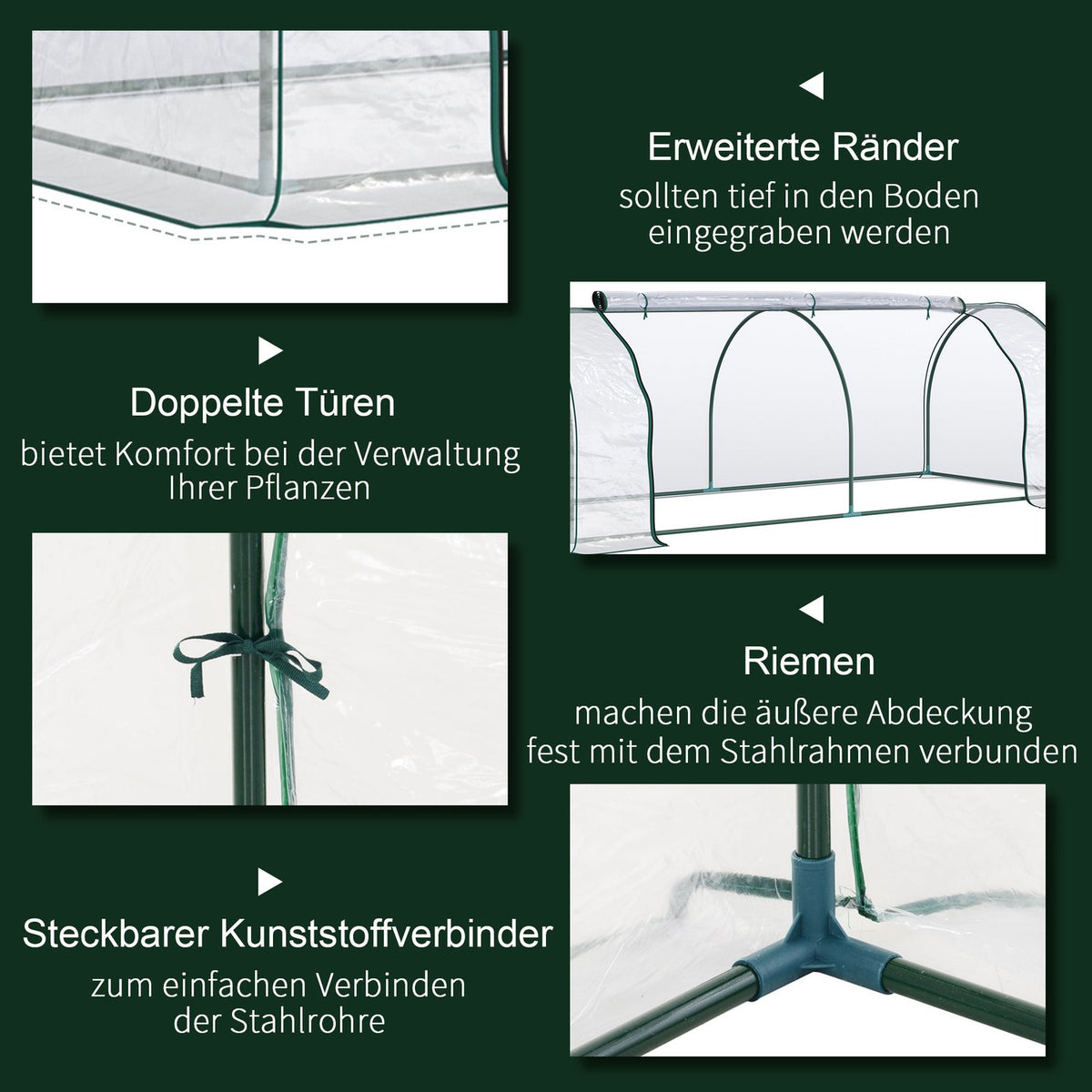 Greenhouse With Door, Cold Frame, Plant Raising, Steel Pvc, 250X100X80Cm