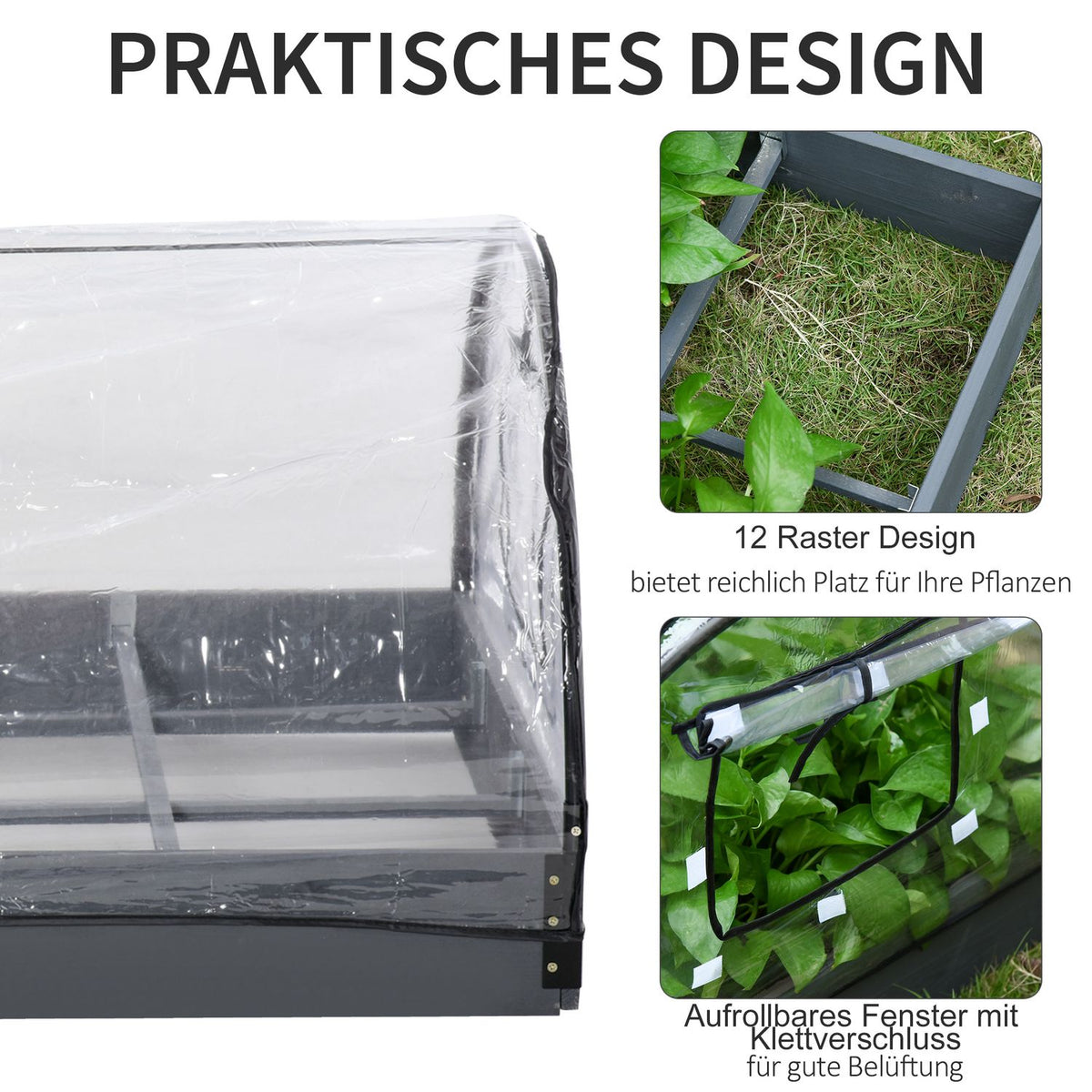 Greenhouse With Window, 12 Grids, For Tomatoes, Cold Frame Made Of Pvc & Steel, Transparent, 120X79X53Cm