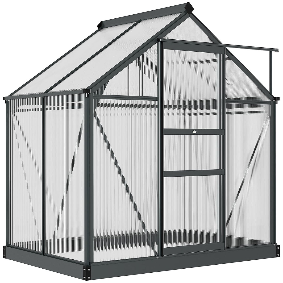 Greenhouse aluminum greenhouse 190 x 132 x 201 cm with skylight and door, walk-in plant house with foundation, weather-resistant, gray-transparent