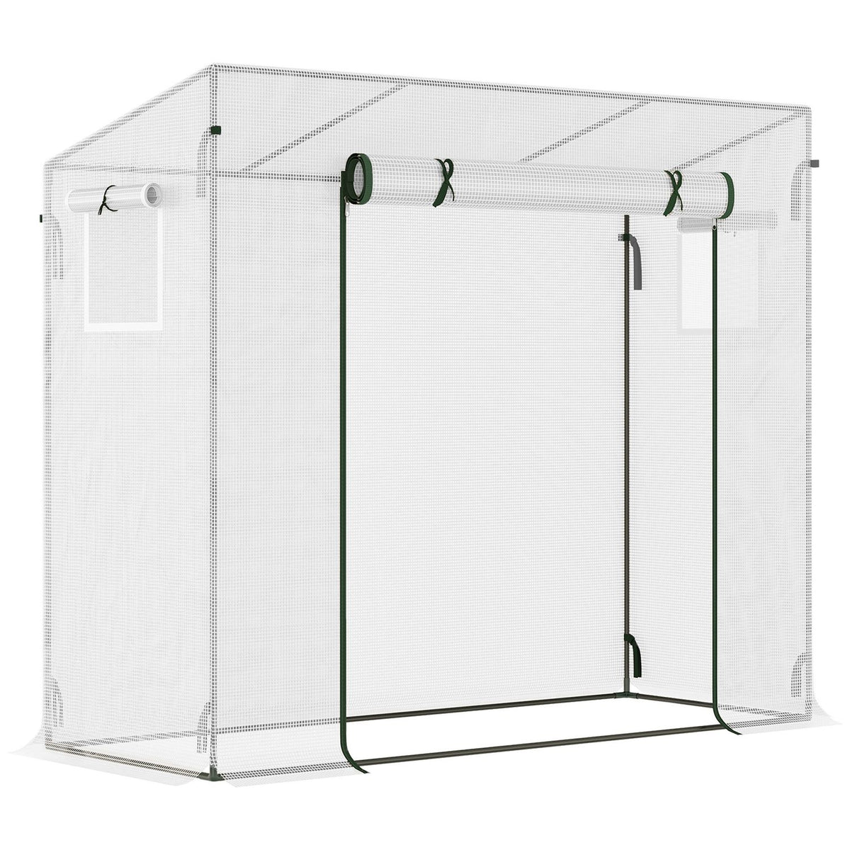 Greenhouse film greenhouse 200x68x196cm with roller door & side window, windproof, steel & PE, ideal for garden plants
