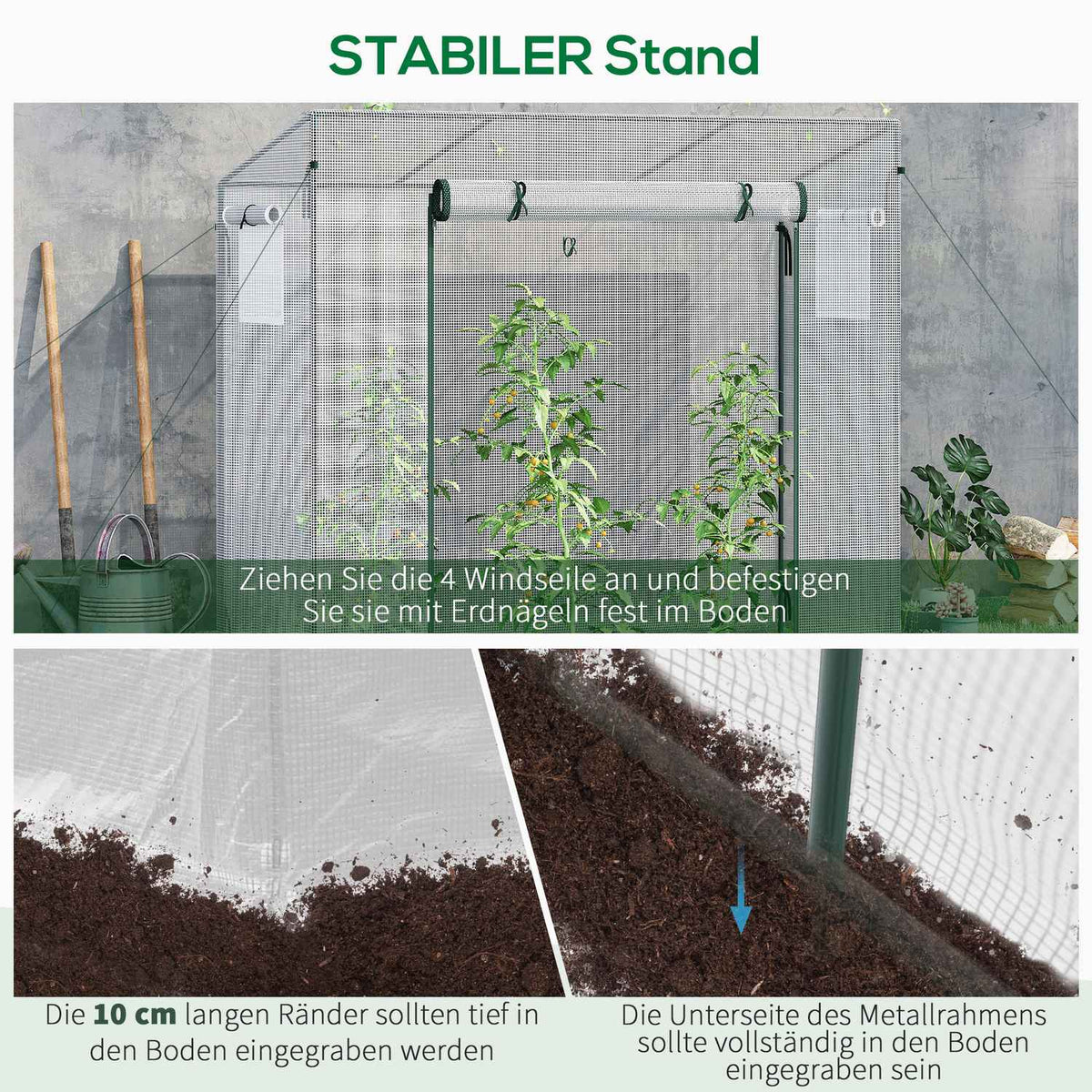 Greenhouse film greenhouse 200x68x196cm with roller door & side window, windproof, steel & PE, ideal for garden plants
