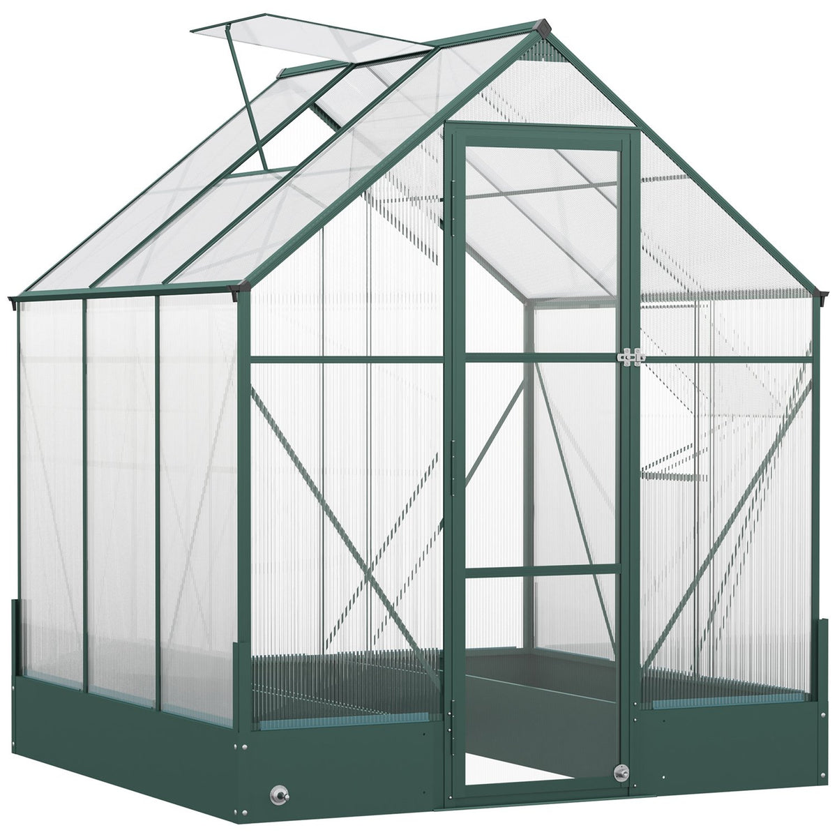 Greenhouse for the garden, versatile as a greenhouse, tomato house, cold frame and plant house, aluminum, transparent + green