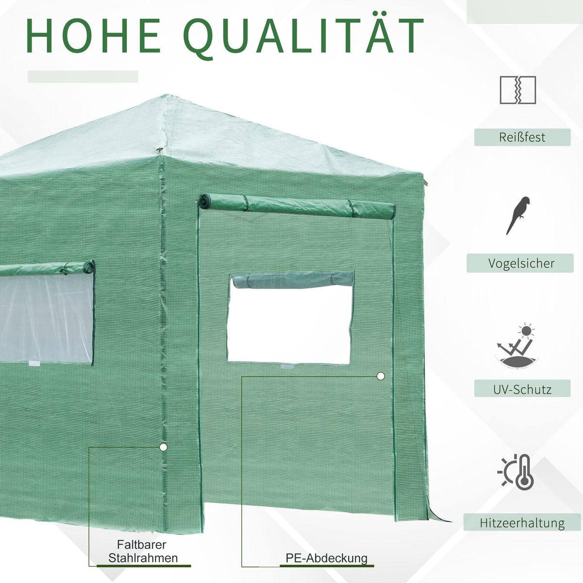 Greenhouse greenhouse tomato house with door and window for rolling up, PE steel dark green 238 x 178 x 240 cm for optimal plant cultivation