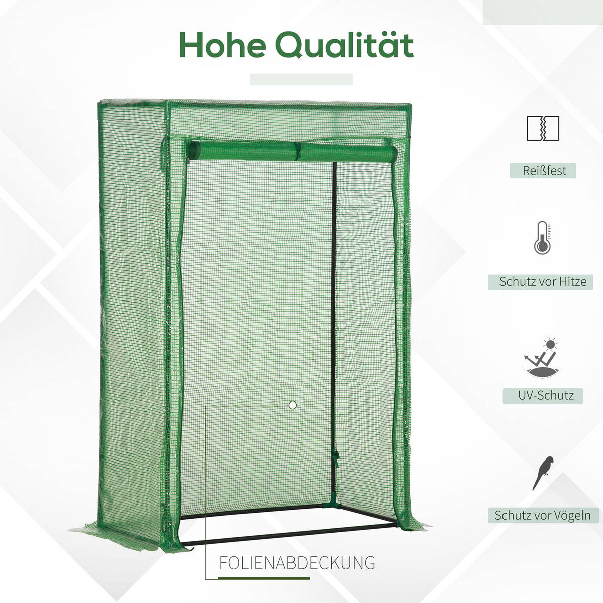 Greenhouse greenhouse with roll-up door 100x50x150cm made of steel and plastic in green for plant care and cultivation