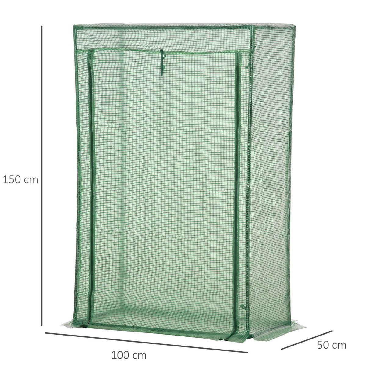 Greenhouse greenhouse with roll-up door 100x50x150cm made of steel and plastic in green for plant care and cultivation