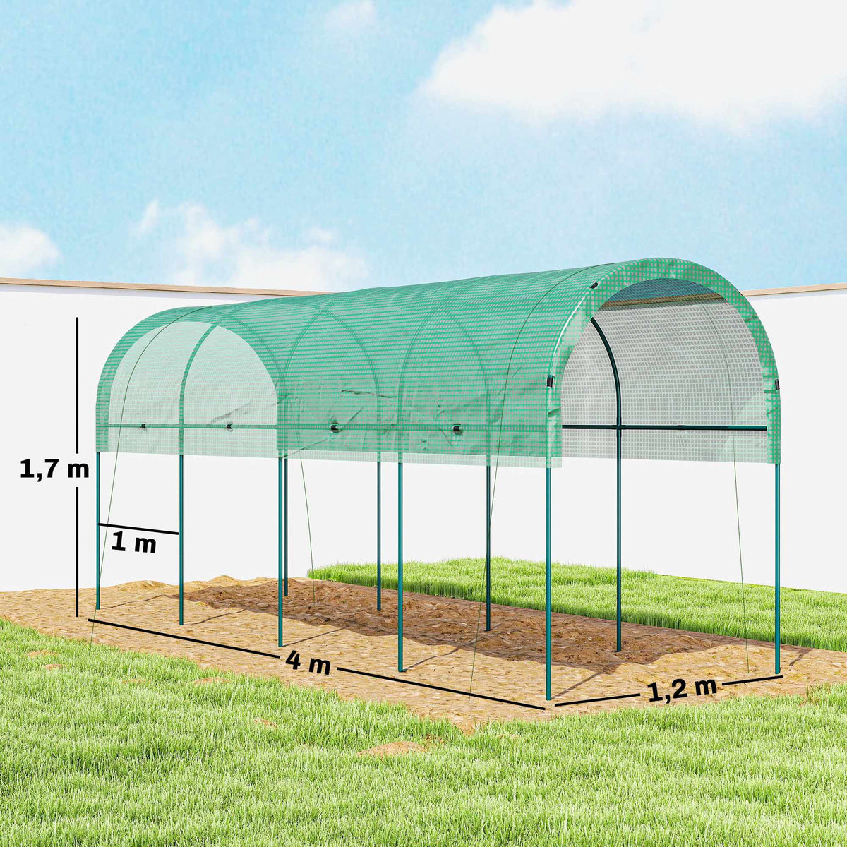 Greenhouse with Arch Roof, 400x120x170 cm, Steel Frame