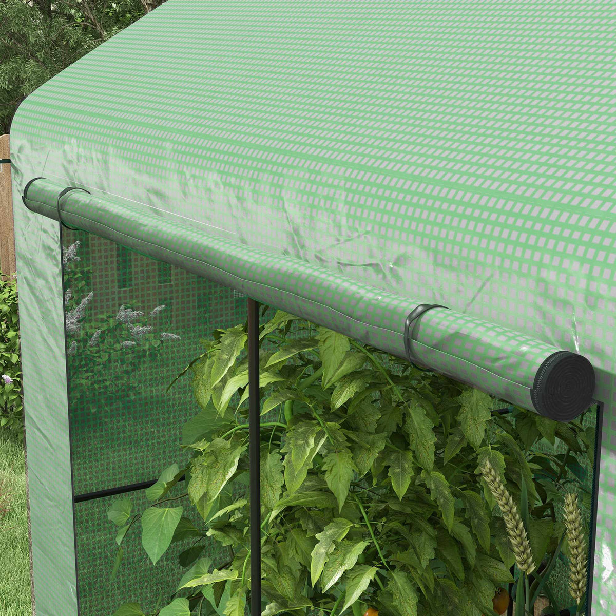Greenhouse with Roll-Up Door, 200 x 200 x 140 cm, Green