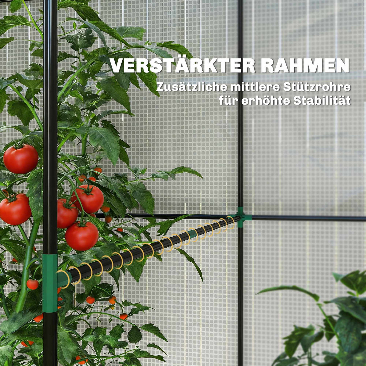 Greenhouse with Roll-Up Door, 200x200x140 cm, White/Green