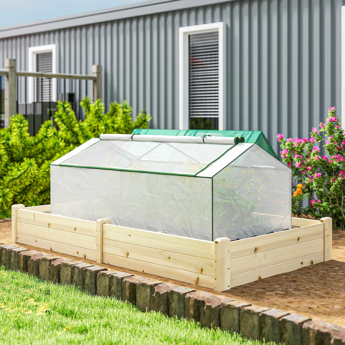 Greenhouse with Windows, PE Cover, 180 x 90 x 70 cm, White