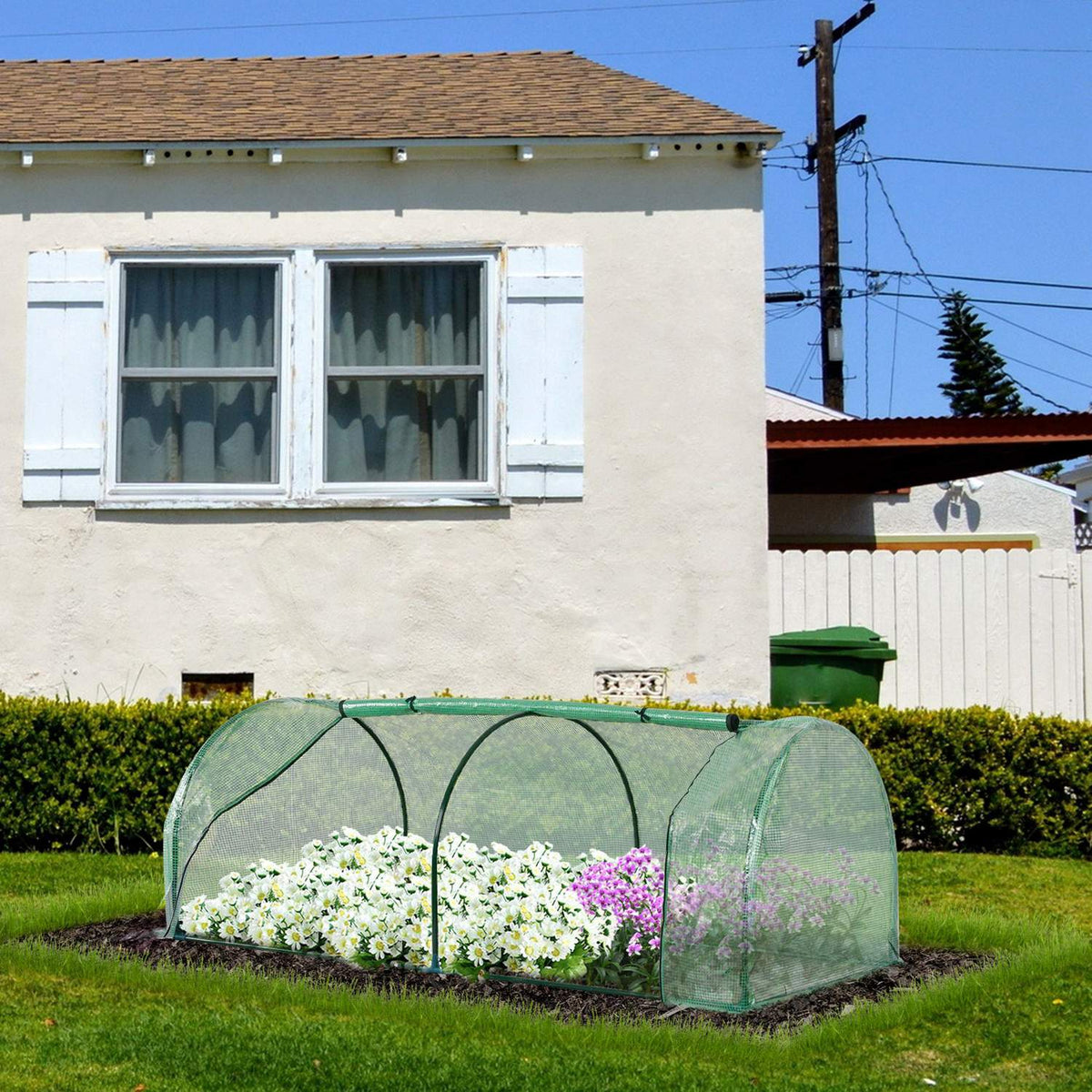 Greenhouse with roller window, winter-proof, film greenhouse made of steel, water-repellent, greenhouse for balcony, garden, tomato house with UV protection, 200 x 100 x 80 cm, tomato greenhouse for vegetables, flowers, green