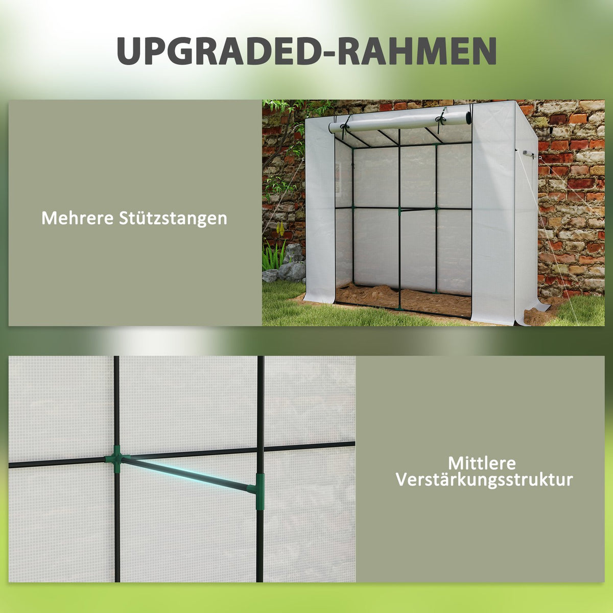Greenhouse with rolling door, 2 windows, winterproof film greenhouse made of steel, greenhouse for balcony, garden, tomato house with UV protection 200x76x170cm tomato greenhouse for vegetables flowers, white