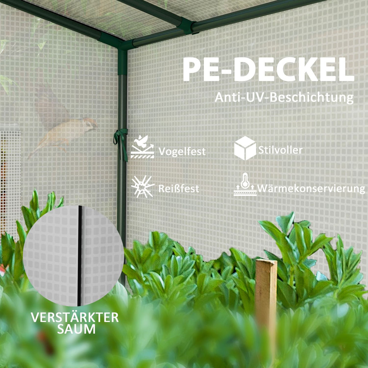 Greenhouse with rolling door, 2 windows, winterproof film greenhouse made of steel, greenhouse for balcony, garden, tomato house with UV protection 200x76x170cm tomato greenhouse for vegetables flowers, white