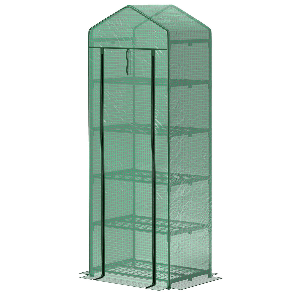 Greenhouse with rolling door, shelves, winterproof foil greenhouse made of steel, greenhouse for balcony, garden, tomato house 69 x 49 x 193 cm, tomato greenhouse for tomatoes, vegetables, flowers, green
