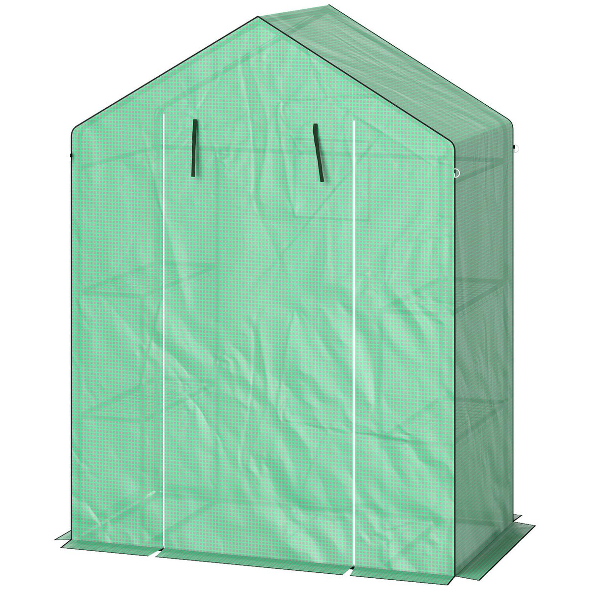 Greenhouse with rolling door, windows, shelves, winterproof steel foil greenhouse, greenhouse for balcony, garden, tomato house 143 x 74 x 190 cm, tomato greenhouse for tomatoes, vegetables, green