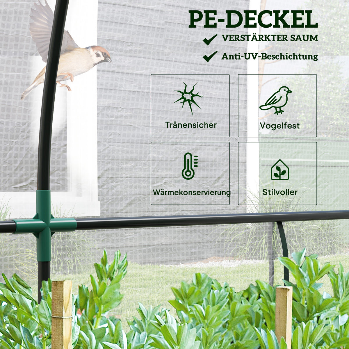 Greenhouse with rolling door, winterproof film greenhouse made of steel, greenhouse for balcony, garden, tomato house with UV protection 200x80x157cm tomato greenhouse for vegetables flowers plants white