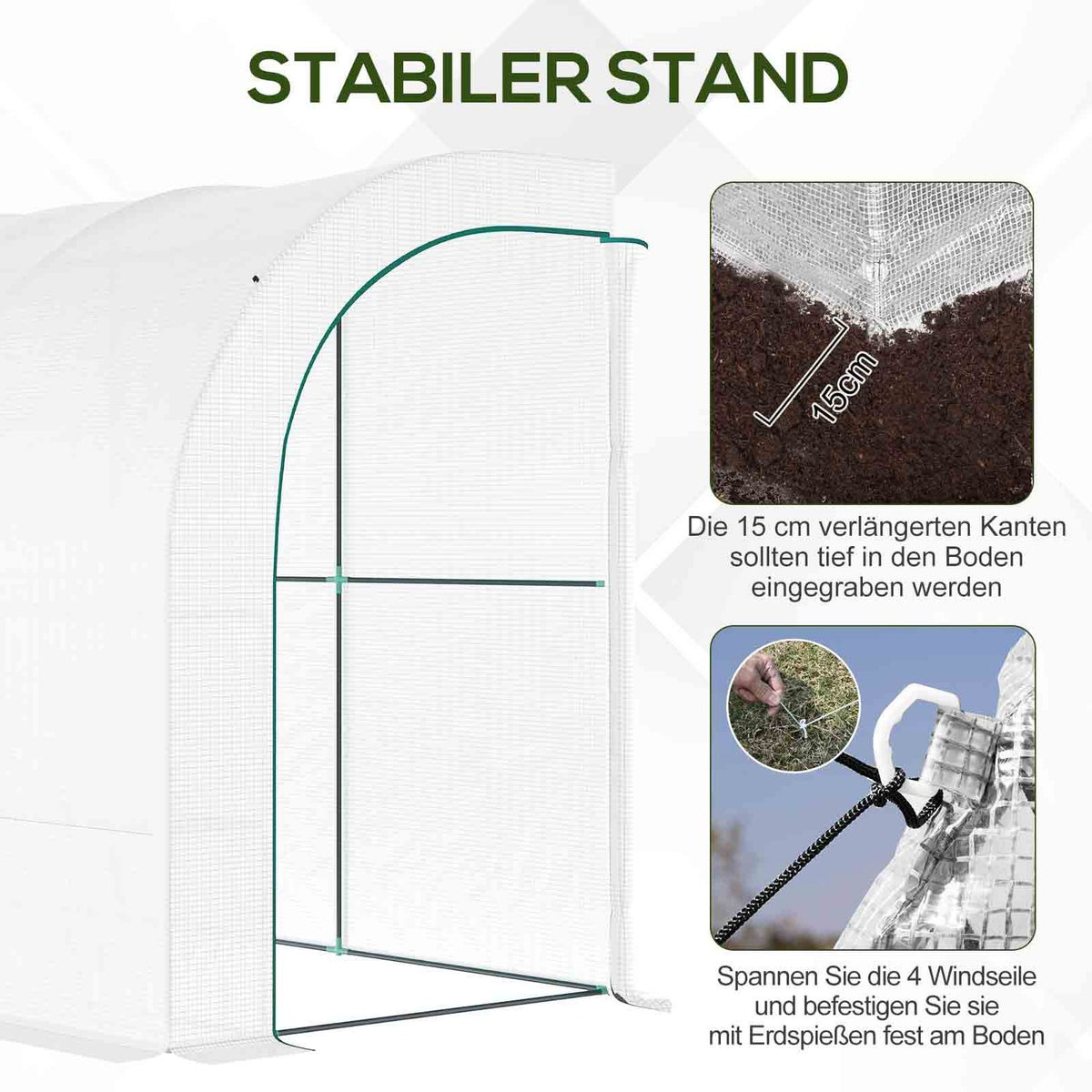 Greenhouse with shelves, windows, winter-proof film greenhouse made of steel, wall-mounted greenhouse for balcony, garden, tomato house 300 x 150 x 213 cm tomato greenhouse for vegetables, flowers, plants, white